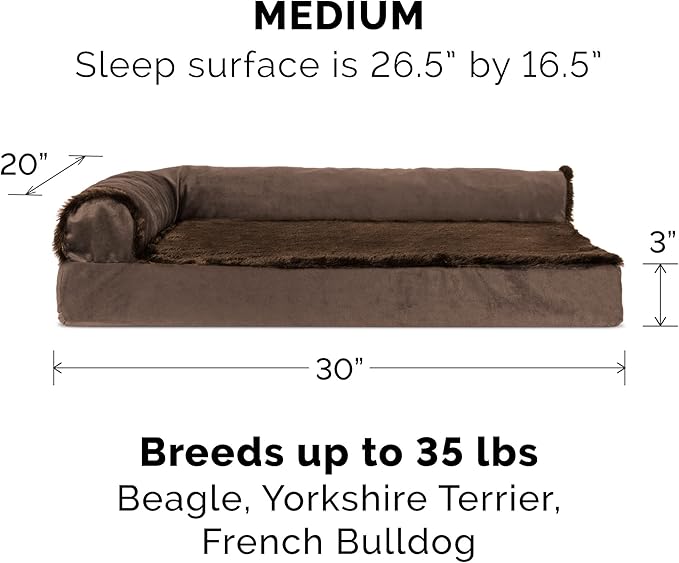 Furhaven Memory Foam Dog Bed for Medium/Small Dogs w/ Removable Bolsters & Washable Cover 35 lbs