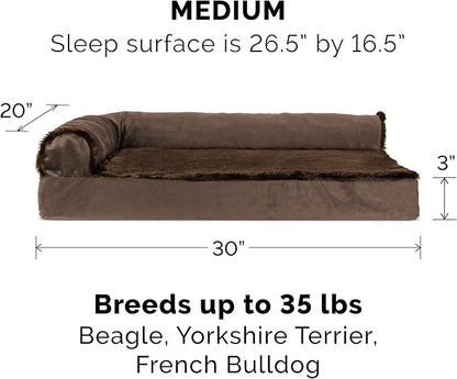 Furhaven Memory Foam Dog Bed for Medium/Small Dogs w/ Removable Bolsters & Washable Cover 35 lbs
