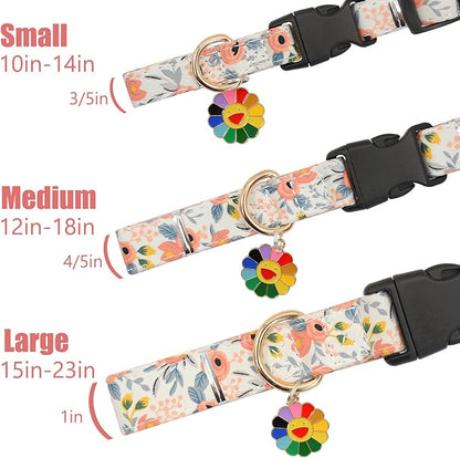 Flower Patterns Dog Collar with Accessories