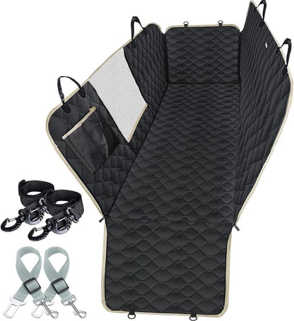 Lassie Dog Car Seat Covers for Back Seat Waterproof with Mesh Visual Window Durable Scratchproof Nonslip Dog Car Hammock with Universal Size Fits for Cars