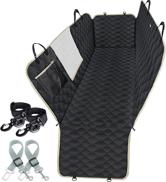 Lassie Dog Car Seat Covers for Back Seat Waterproof with Mesh Visual Window Durable Scratchproof Nonslip Dog Car Hammock with Universal Size Fits for Cars