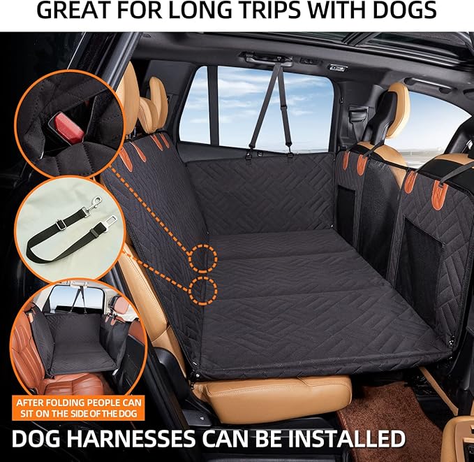 YJGF Back Seat Extender ,Dog Car Seat Cover, Camping Air Mattress, Hammock Travel Bed,Non Inflatable Car Bed Mattress for Car SUV Truck (Black)