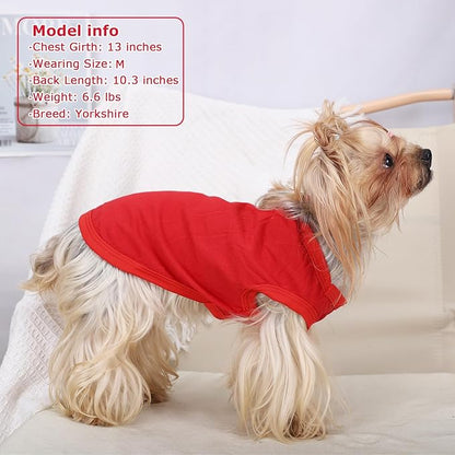 Dog Shirt Vest Clothes for Small Dogs Boy Girl Summer Solid Stretchy Puppy T-Shirts Soft Cool Breathable Lightweight Dog Sweatshirt Pet Cat Outfit