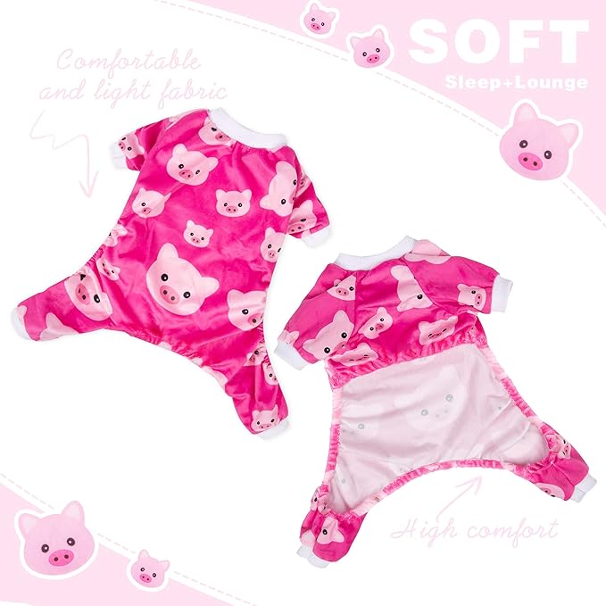 Paiaite Dog Pajamas Onesie: Comfortable Four-Legged Apparel for Small, Medium, & Large Dogs, Polyester Material for Comfort, Wrinkle Resistance, Moisture Wicking, and Stretchiness Pink Pig L