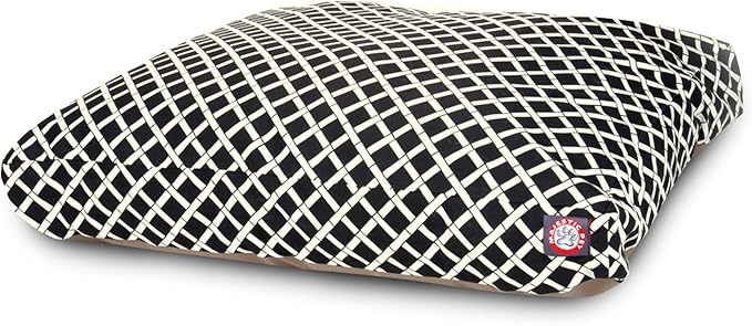 Black Bamboo Small Rectangle Indoor Outdoor Pet Dog Bed With Removable Washable Cover By Majestic Pet Products