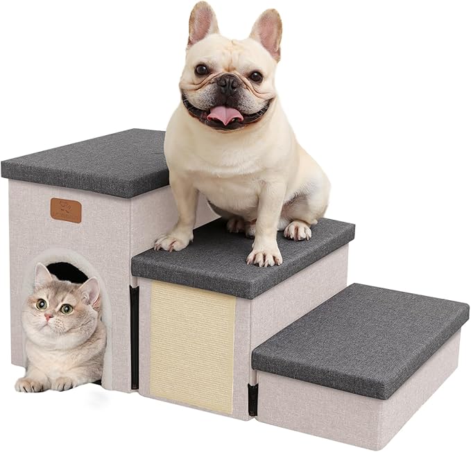 downluxe Dog Stairs for Small Dogs (3-Step Pet
