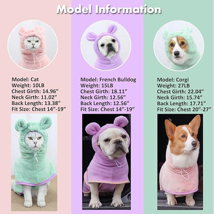 Dog Bathrobe Towel, Cat Bathrobe Microfiber Fast Drying Absorbent Towel for Puppy Small Medium Large Dog Cat