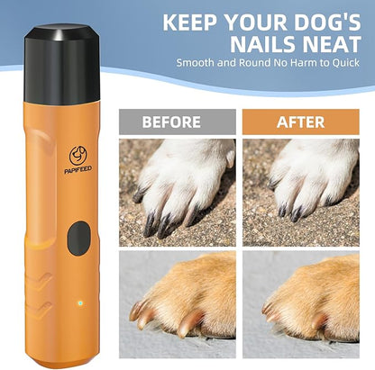 Dog Nail Grinder with 2 LED Light,3-Speed Rechargeable Dog Nail Trimmer, Upgraded Powerful Electric Dog Toe Nail File Quiet Painless, Paws Grooming for Small Medium Large Dogs -Orange