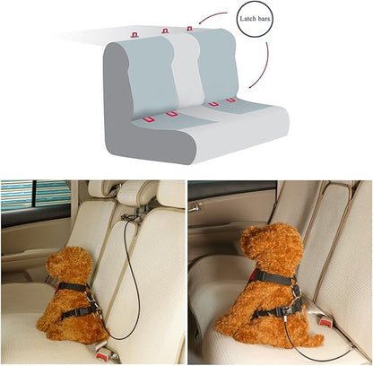 Mogoko Pet Dog Car Seat Belt Restraint, Coated Stainless Steel Chew Proof Dog Vehicle Safety Tether Cable, Double Clip No-Chew Pet Car Leash Lead-31 Inch