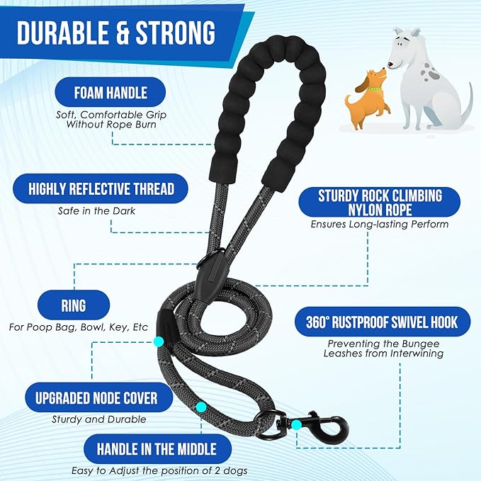 Lukovee Double Dog Leash 360° Swivel