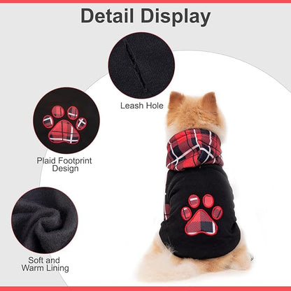KOOLTAIL Plaid Dog Hoodie Pet Clothes Sweater with Hat and Pocket for Small Medium Large Size Dogs