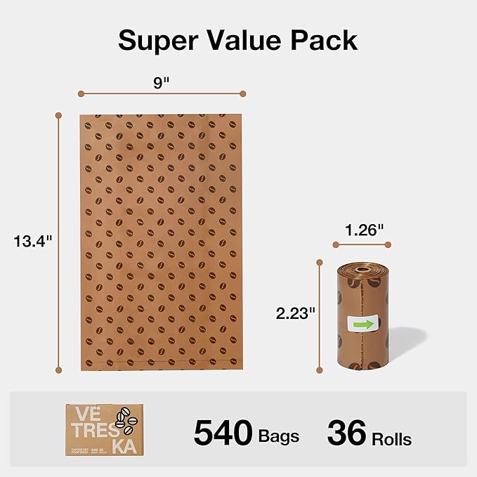VETRESKA Dog Poop Bags 540 Count (36 Refill