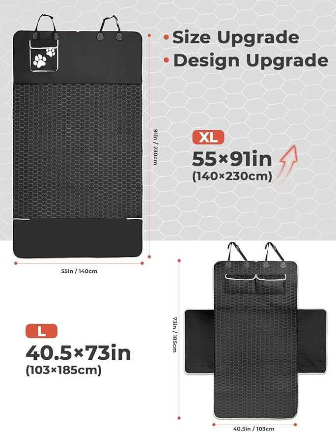 Oasser SUV Cargo Liner for Dogs Large Cargo Liner for SUV Waterproof Trunk Cover for Dogs with Detachable Pocket (Black (55 x 91inch)