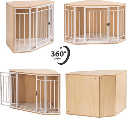 MEWOO Corner Dog Crate Furniture with Cushion