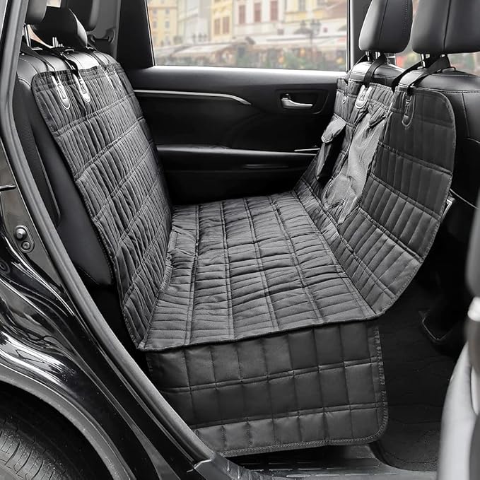 PLUTUS PET Dog Car Seat Cover for Back Seat with Side Flaps and Mesh Window