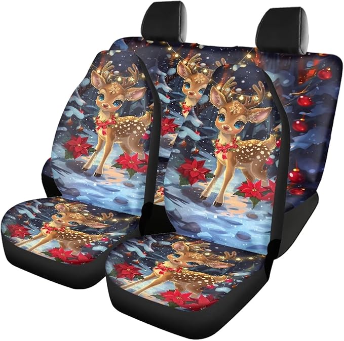 Christmas Deer Car Seat Covers Set Car Seat 4 Soft