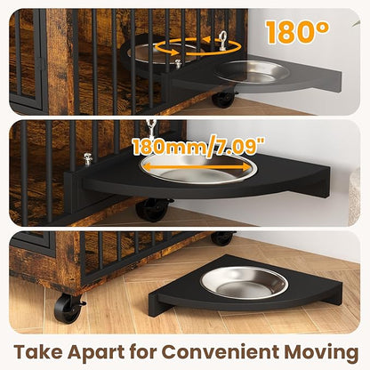 Rovibek Dog Crates for Large Medium Dogs 38.6", Large 3 Doors,