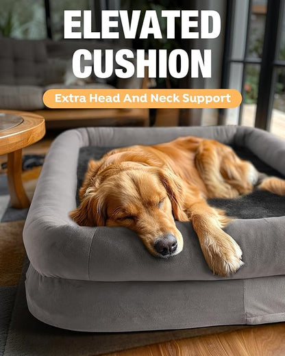 Veehoo XXXL Dog Bed for Large Dogs 4-Sides Bolster