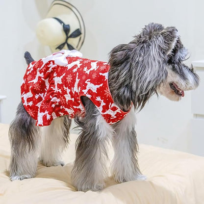 CuteBone Dog Dresses Velvet Holiday Small Dogs Clothes Onesie Pet Apparel Girl Puppy Skirt with Bow Hair Rope CVA29XXS