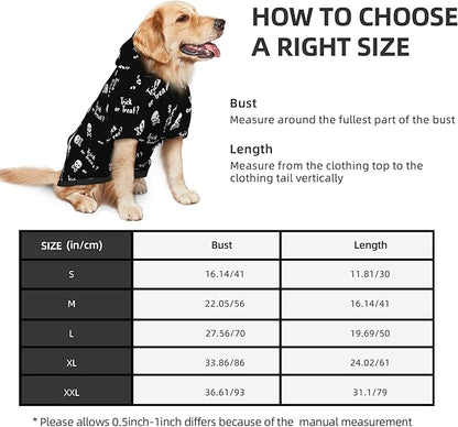 Halloween Dog Costume, Trick or Treat Skull Print Hoodie Winter Halloween Cosplay Clothes Sweaters Outfits Pullover Pets' Sweatshirt Hoodies with Pocket for Medium Large Dogs-S