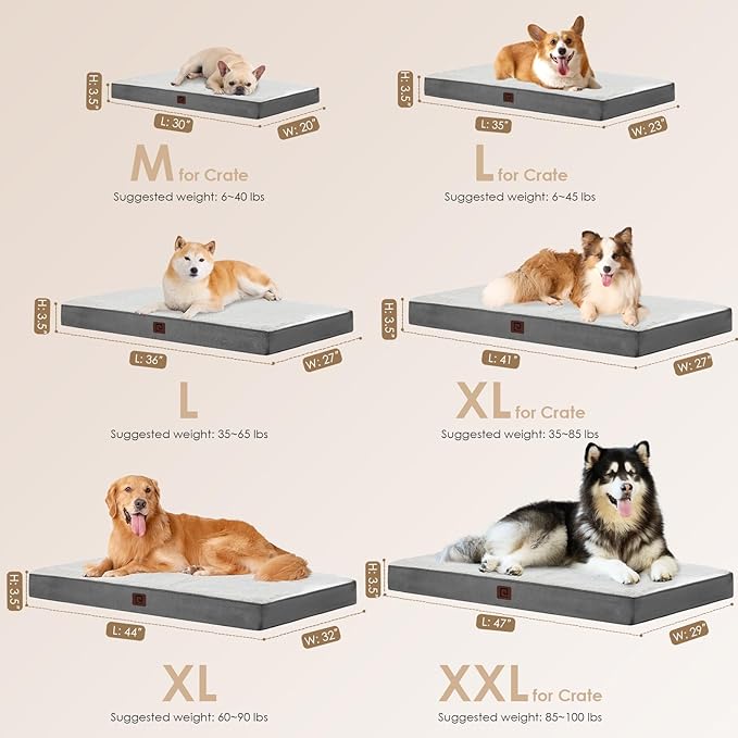 EHEYCIGA Orthopedic XL Dog Beds for Extra Large Dogs with Removable Washable Cover 44x32