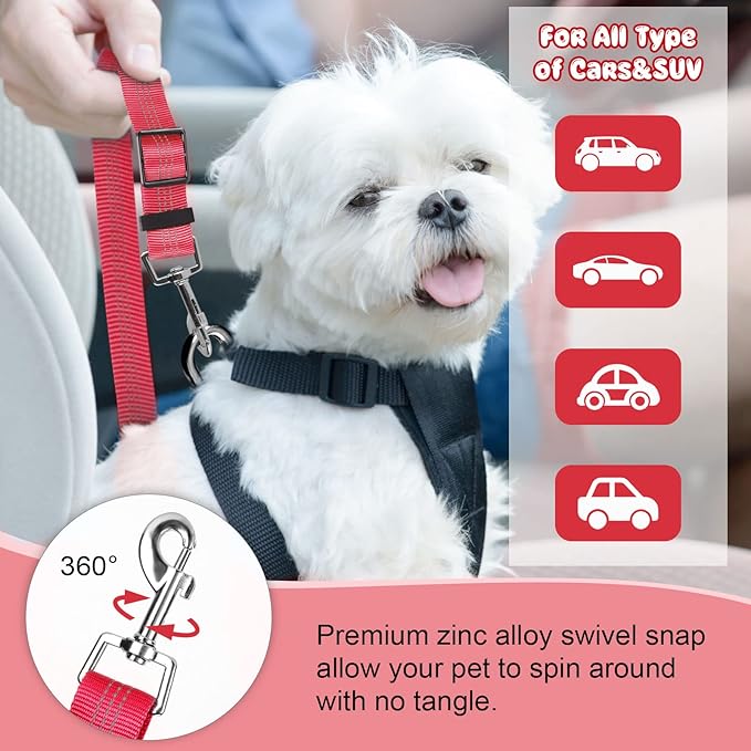 BWOGUE Pet Dog Cat Seat Belts, Car Headrest Restraint Adjustable Safety Leads Vehicle Seatbelt Harness (1 Pack)