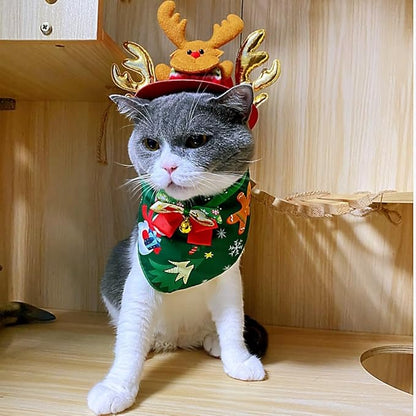 Christmas Costume for Pet Merry Christmas Bandanna Christmas Hat for Dog Cat Christmas Bandanna (Small)