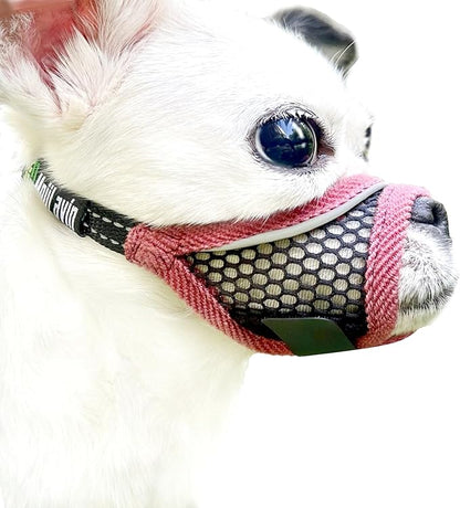 Dog Muzzle for Small Medium Dogs Breathable Adjustable,Soft Air Mesh Muzzle for Grooming Vet Visits, Prevent Biting Fierce Barking,Chihuahua,Teddy,Toy Poodle (Cherry-red, XS)