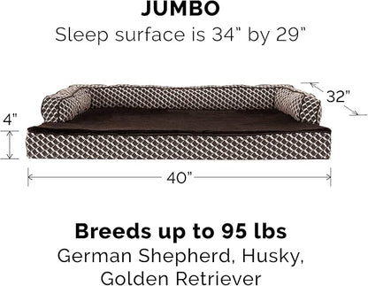 Furhaven Orthopedic Dog Bed for Large Dogs w/ Removable Bolsters & Washable Cover 95 lbs