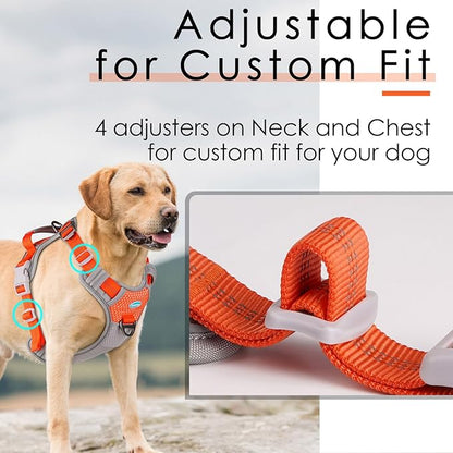 ThinkPet No Pull Harness Breathable Sport Harness with Handle-Dog Harnesses Reflective Adjustable for Medium Large Dogs,Back/Front Clip for Easy Control