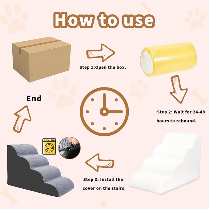 Dog Stairs for Small Dogs 4 Steps