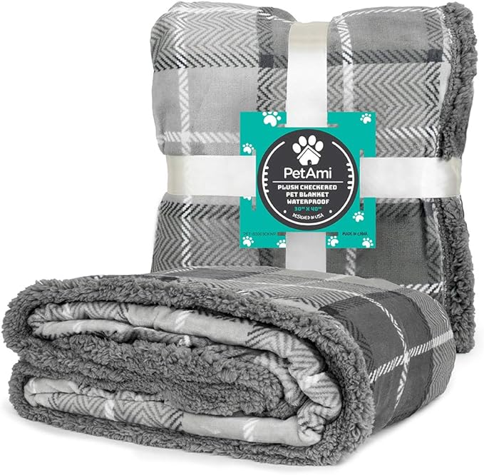 PetAmi Waterproof Dog Blanket for Small Medium Dog 29x40 Plaid