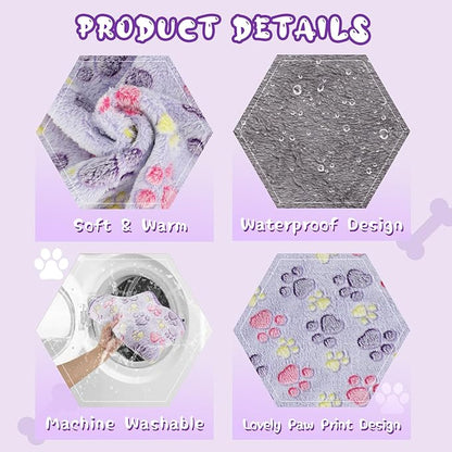 YUEPET Waterproof Dog Blankets, 2 Pack Washable Dog Blankets for Bed Couch Sofa Protector Fleece Flannel Puppy Blanket Soft Plush Reversible Throw Blanket for Small Medium Dog Cat 30"×20"(Purple+Pink)