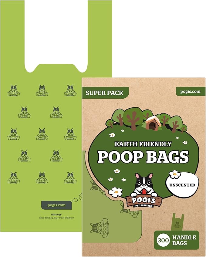 Pogi's 300 Unscented Dog Poop Bags with Handles 4+ Month