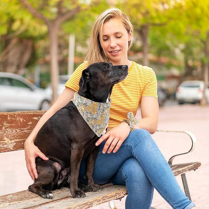 E-Clover Fall Dog Bandana & Matching Scrunchie-Leaves Dog