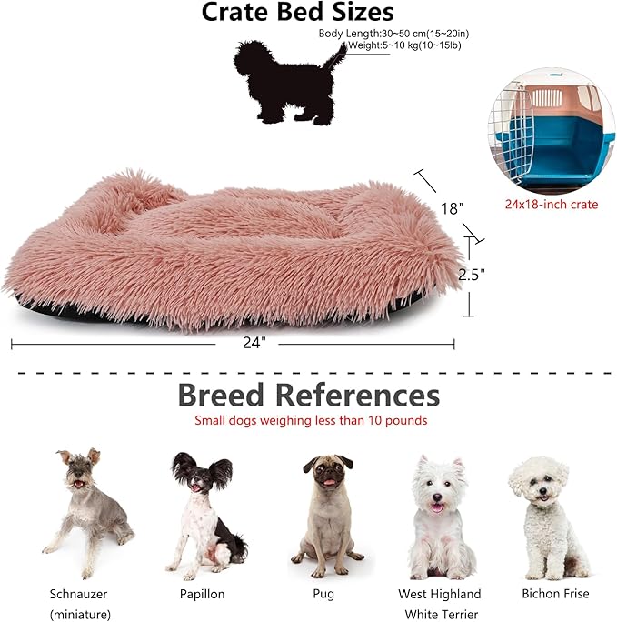 Small Dog Bed for Crate 24x18 Plush Fluffy Puppy Beds Cute 24 inch