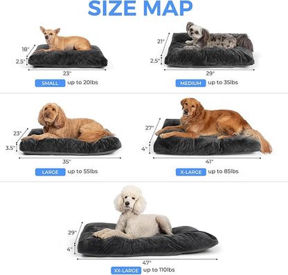 29 Inch Comfort Plush Dog Bed with Granular Foam Sponge Support - Removable Machine Washable Cover, Waterproof Lining, Non-Slip Bottom - Fits Extra Large, Large, Medium, Small Crates (Gray)