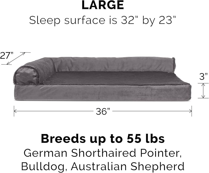 Furhaven Cooling Gel Dog Bed for Large/Medium Dogs w/ Removable Bolsters & Washable Cover 55 lbs