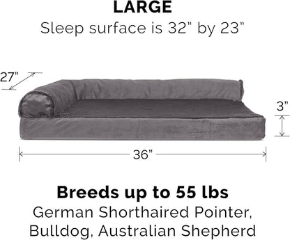 Furhaven Memory Foam Dog Bed for Large/Medium Dogs w/ Removable Bolsters & Washable Cover 55 lbs