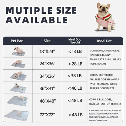 Reusable Pet Pee Pads 4 Pack 18"x24" Ultra-Absorbent