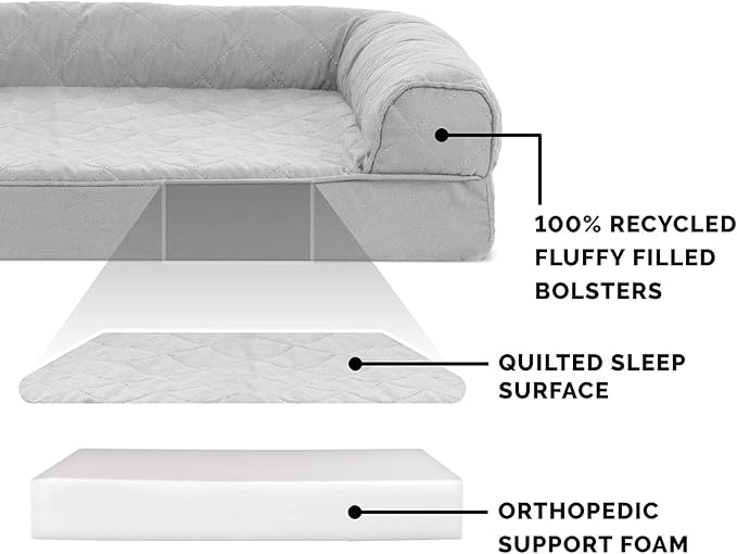 Furhaven Orthopedic Dog Bed for Large Dogs w/ Removable Bolsters & Washable Cover 125 lbs