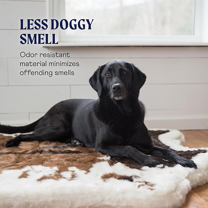 PupRug Orthopedic Dog Bed for Large Dogs with Fluffy Soft Faux Fur and Memory Foam for Joint Pain Relief