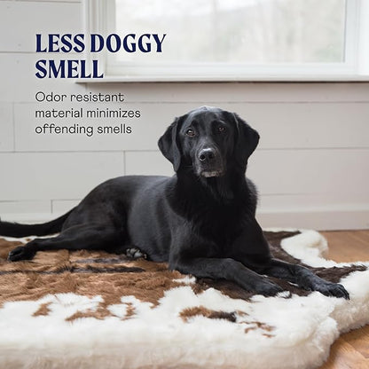 PupRug Orthopedic Dog Bed for Large Dogs with Fluffy Soft Faux Fur and Memory Foam for Joint Pain Relief