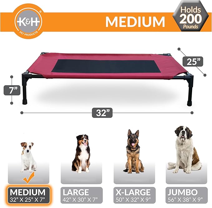 K&H Pet Products Cooling Elevated Dog Bed Outdoor Raised Dog Bed with Washable Breathable Mesh