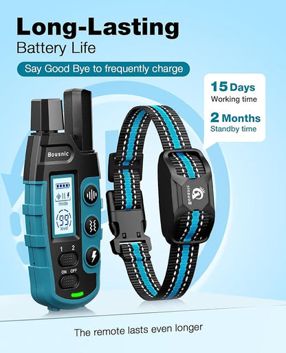 Bousnic Dog Shock Collar 3300Ft Training 5-120lbs Small (1-8), Shake(1-16), Shock(1-99) Modes