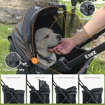 Pet Stroller for Small Dogs – No-Zip Deep Seat