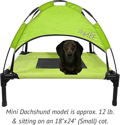 Midlee Green Dog Cot with Canopy (18" x 24")