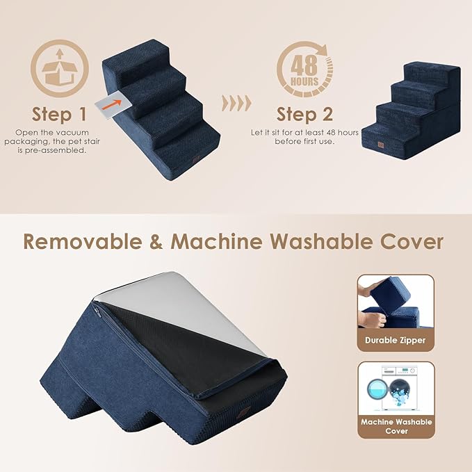 EHEYCIGA Dog Stairs for Bed 18”H 4-Step Dog