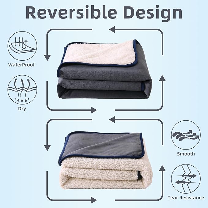 DaysU Waterproof Dog Blanket for Small Dogs 26.5"x35" Grey