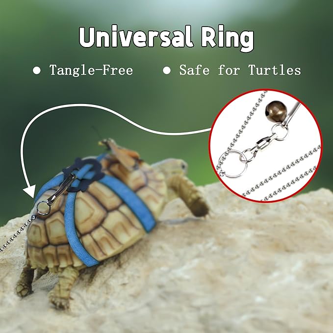 Pet Tortoise Turtle Leather Harness Small Pet Turtle Leash and Harness Pet Tortoise Leash Suitable for Tortoise Supplies Adjustable Control Leash (M,Black)